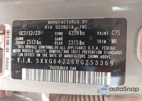 2024 Kia K5 Gt-Line from USA, damaged, VIN 5XXG64J26RG253369